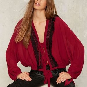 Nwot Nasty Gal Tie in the Sky Fringe Top XS